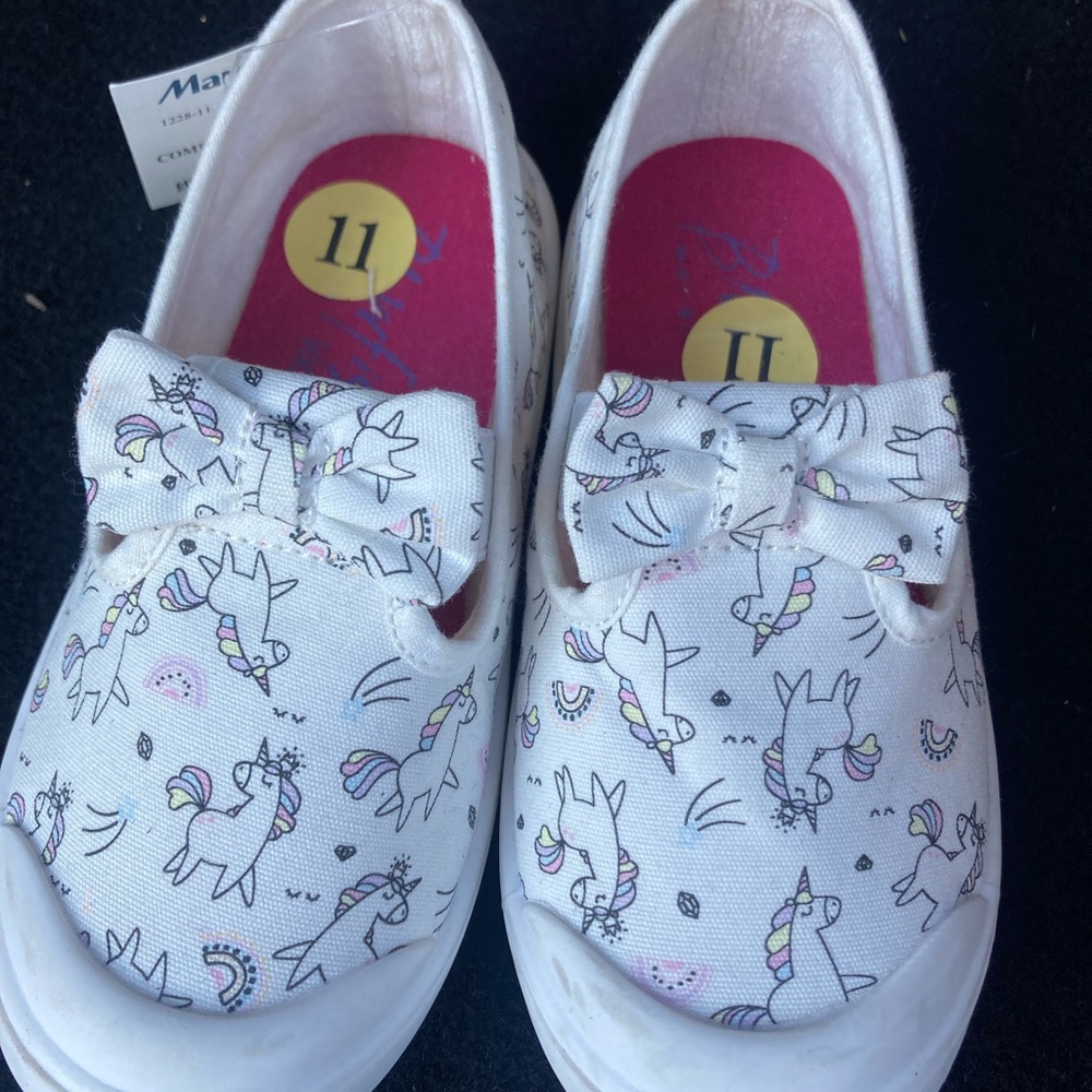Girl Unicorn Print Kids Sneakers - White and Pink